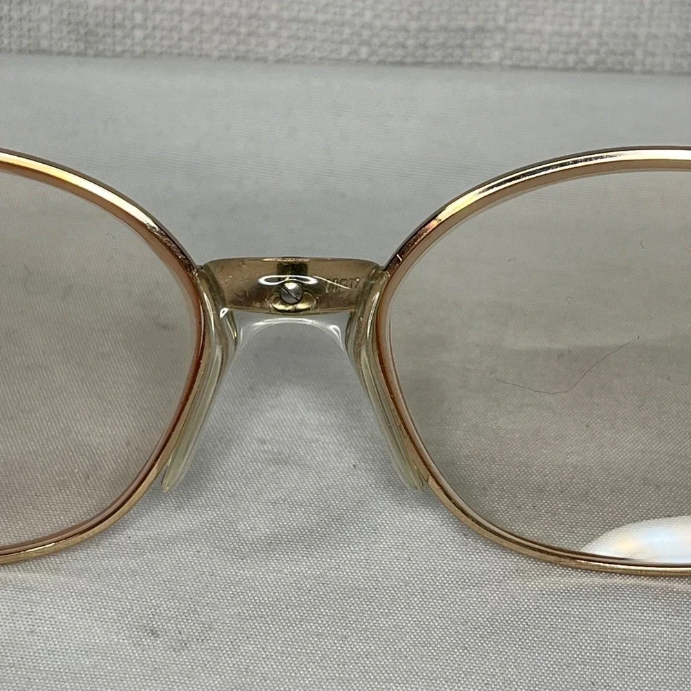 Luxottica Annette Eyeglasses Gold Electric Pink Square Frame Italy 53-17-130
